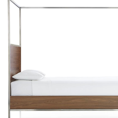 James Walnut with Stainless Steel Frame Queen Canopy Bed