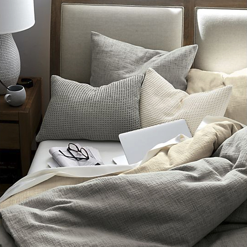 Dawson Grey Wash Upholstered Queen Sleigh Bed